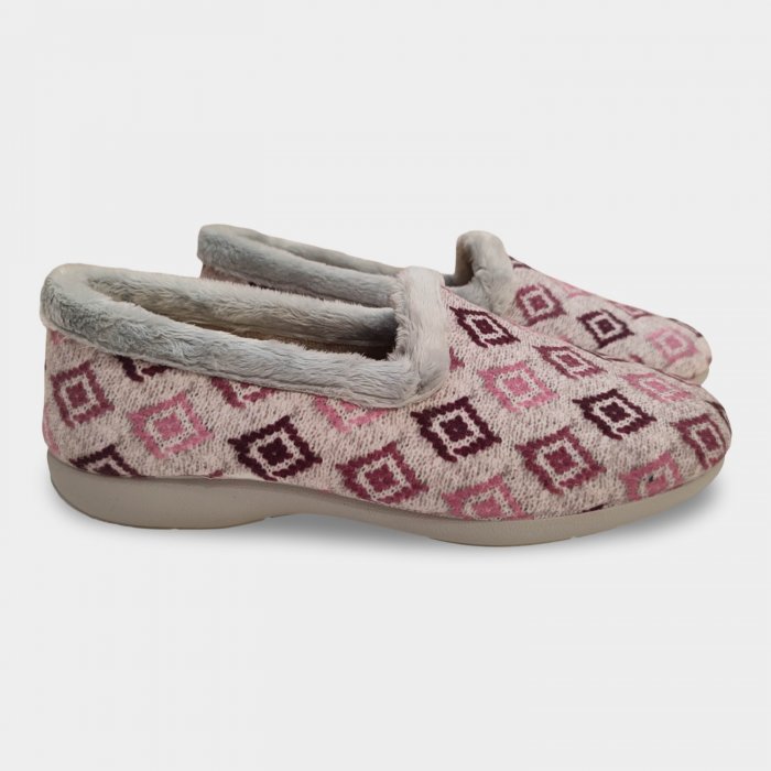 Zapatillas Casa Mujer Cerradas | Gris y Rosa Pelusin - 1