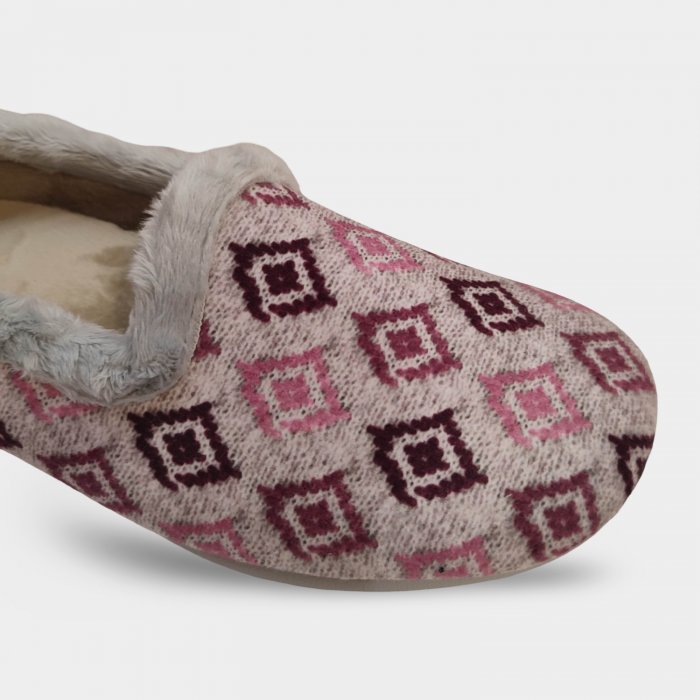 Zapatillas Casa Mujer Cerradas | Gris y Rosa Pelusin - 5