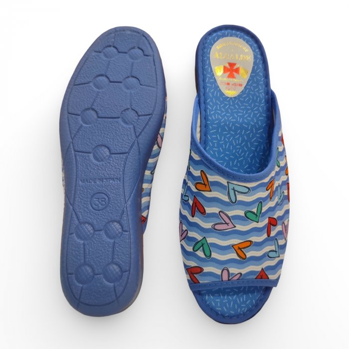 Zapatillas casa abiertas verano mujer con cuña aguamar - 2