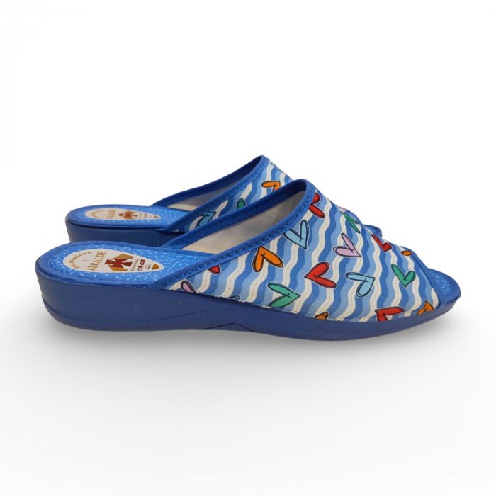 Zapatillas casa abiertas verano mujer con cuña aguamar - 4