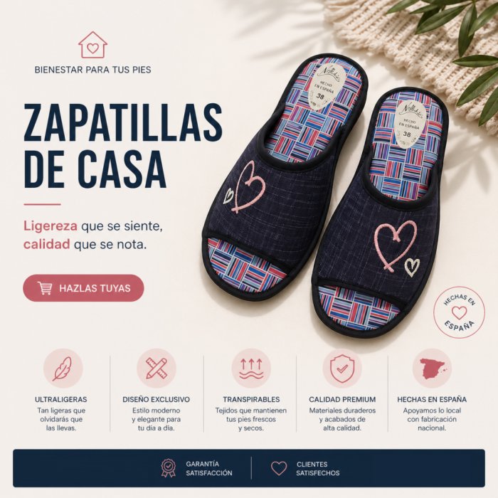 Chinelo feminino leve de verão na cor azul | Coração bordado - 4