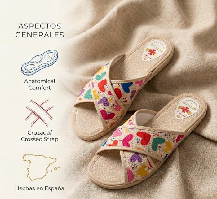 Pantoufles d'été beiges à motifs de cœurs entrecroisés - 6