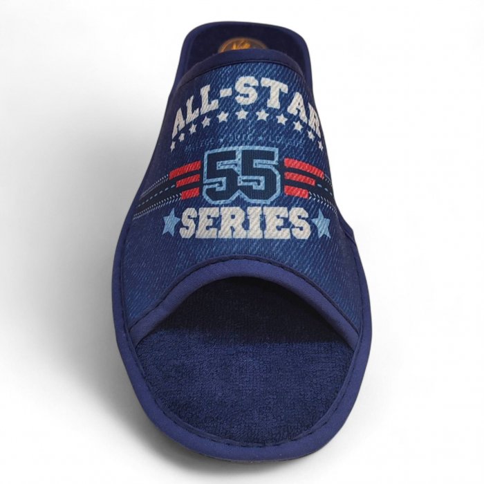 Pantoufles d'été respirantes pour hommes | Tissu éponge et toile bleue - 3