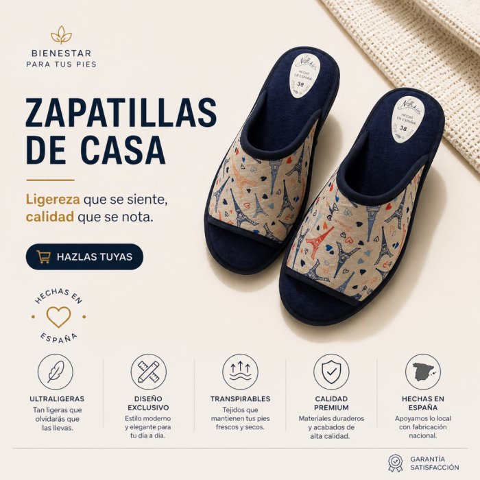 Pantufas de verão femininas em promoção na cor bege, em Paris. - 4