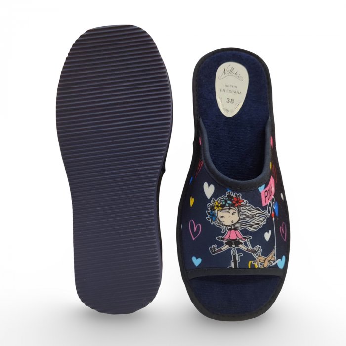 Zapatillas de Casa Mujer Baratas Azul Marino Chica París - 3