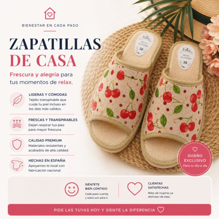 Zapatillas de Casa Verano Cerezas | Ligeras, Transpirables - 4