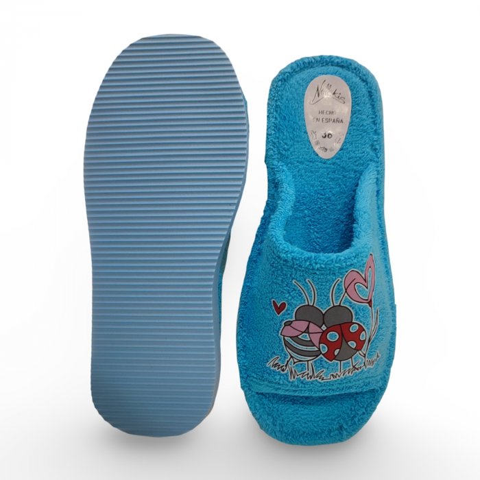 Zapatillas de Casa Verano Mujer Turquesa | Mariquitas Enamoradas, Rizo Absorbente y Hechas en España - 3