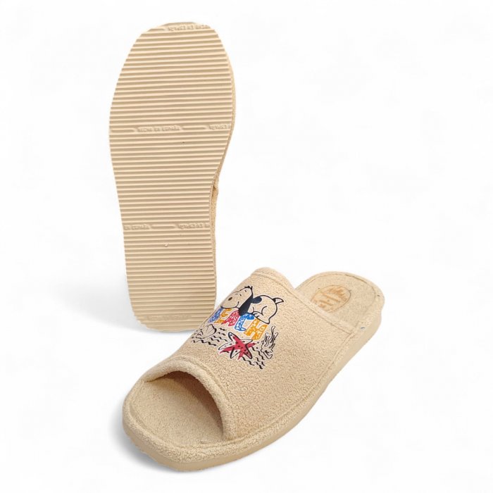 Chinelo de praia feminino acessível para o verão, cor bege. - 2