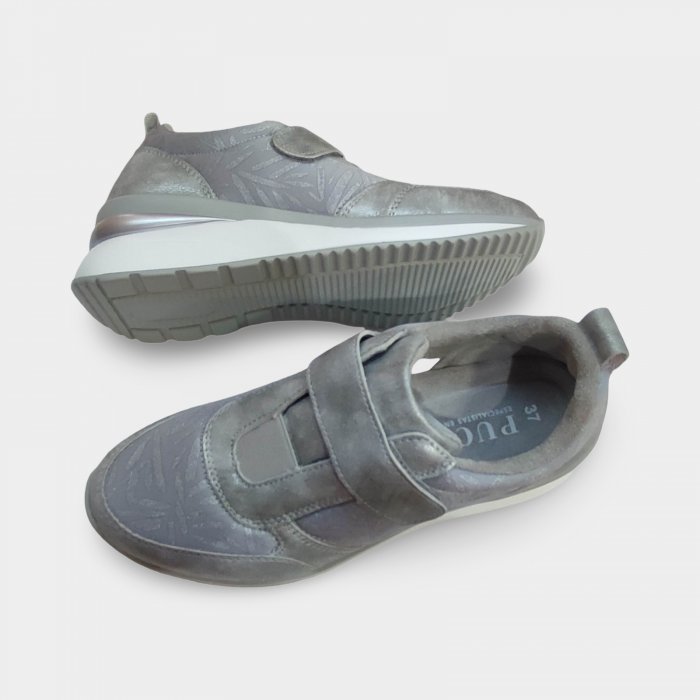 Chaussure de sport pour femme en lycra argenté avec fermeture velcro | Légère, respirante et confortable - 5