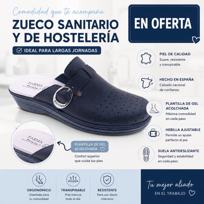 Zuecos sanitarios - farmacia azul piel - 2