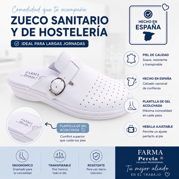 Zuecos sanitarios - farmacia blancos piel - 4