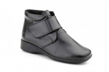 Botín Velcro cuña 3cm Piel Negro