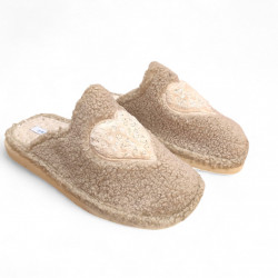 Zapatillas casa corazón Andinas beige para invierno