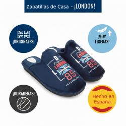 Zapatillas casa hombre ecónomicas azules con diseño joven