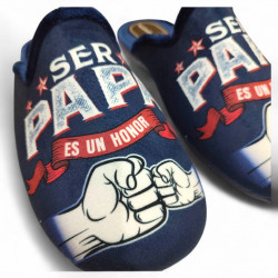 Zapatillas casa Ser Papa es un Honor en azul divertidas
