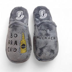 Zapatillas de casa divertidas para hombre Borracho pero buen muchacho