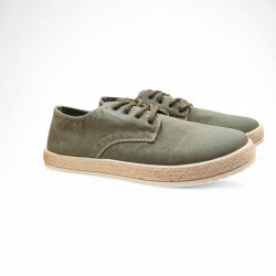 Zapatillas de lona suela esparto atadas verde