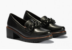 Zapato tacón cadena Pitillos piel negro