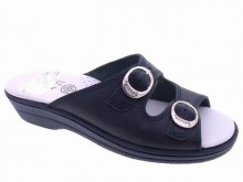 Zueco Azul Marino 2 Hebillas Piel