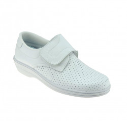 Zueco Piel Cerrado Velcro Blanco Piel 