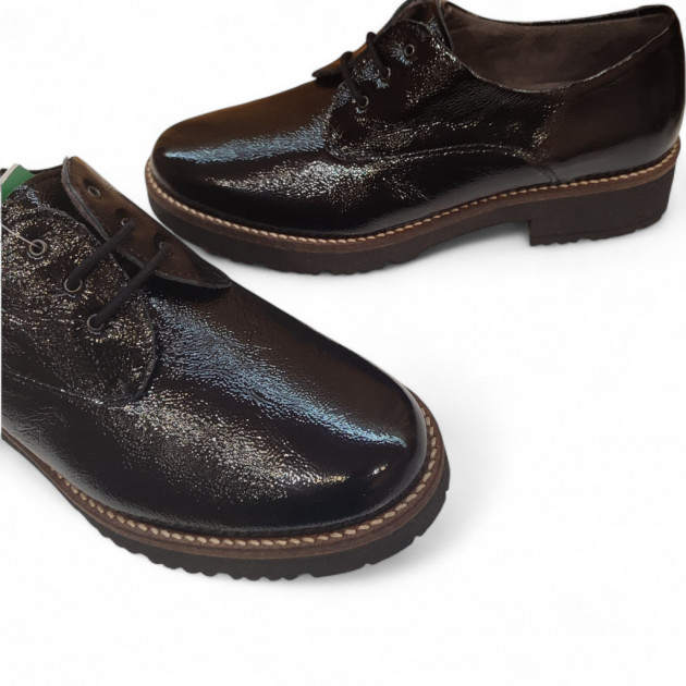 Bluchers Pitillos charol negro con cordones para mujer - 3