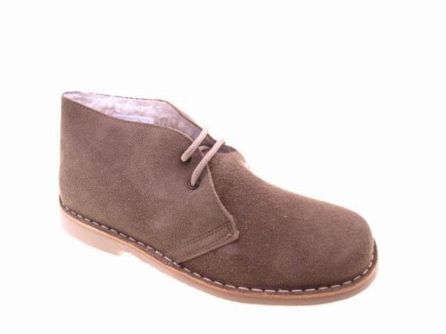 Botín safari unisex piel serraje borreguillo tan - 1