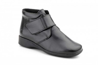 Botín Velcro cuña 3cm Piel Negro - 1