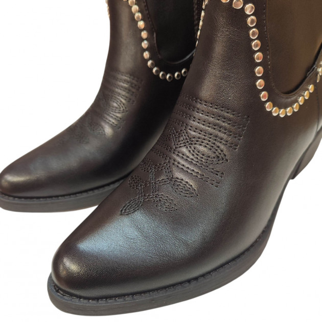 Botines camperos de chica con tachas en negro económicos - 2