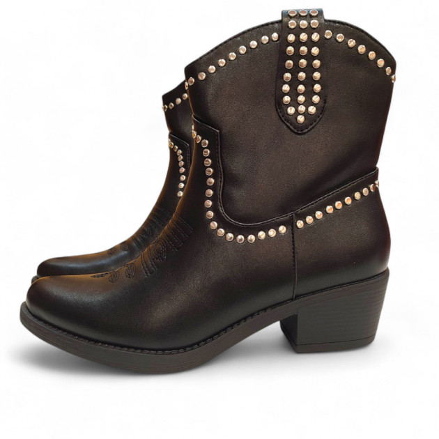 Botines camperos de chica con tachas en negro económicos - 3