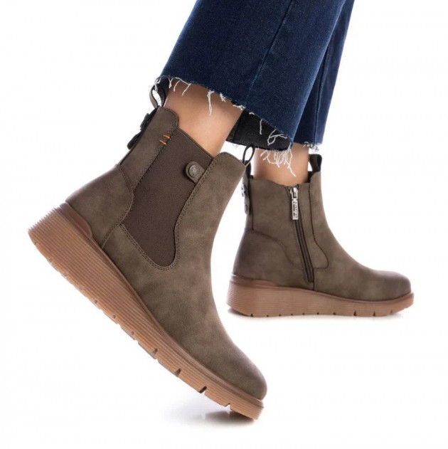 Botines Chelsea con cremallera mujer taupe - 1