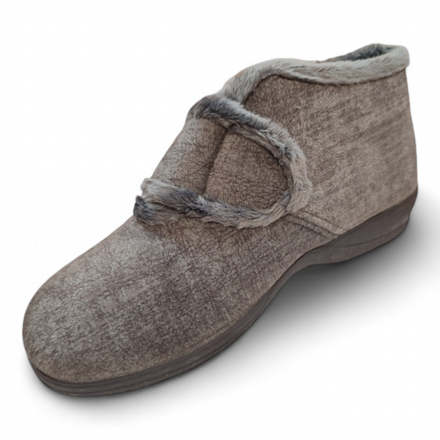 Botines para casa con velcro en gris - 2
