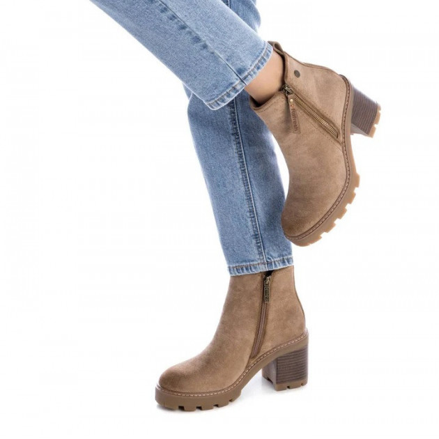 Botines tacon ancho y plataforma Refresh marrones - 1