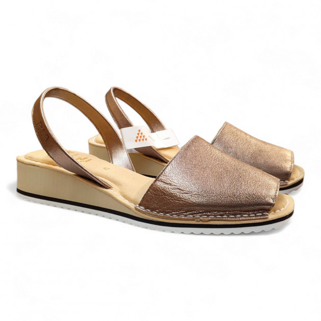 Menorquinas cuña Ria acolchadas metalizado rosa - 1