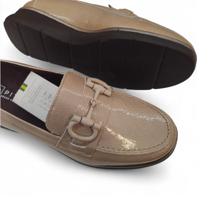 Mocasines de piel Pitillos mujer piedra con adorno elegante - 2