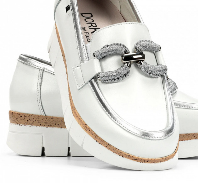 Mocasines Dorking Fluchos India blanco plata - 2