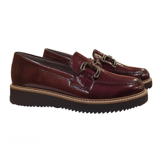 Mocasines Pitillos burdeos de charol para mujer - 1