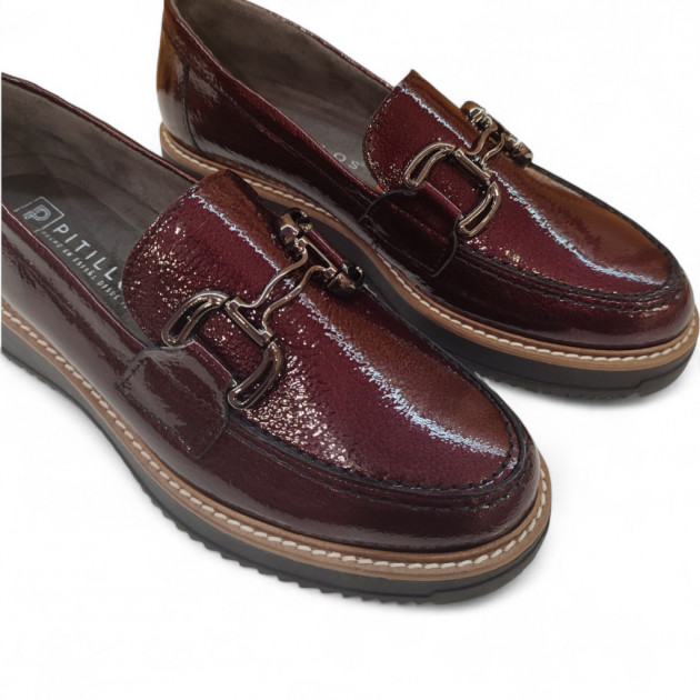 Mocasines Pitillos burdeos de charol para mujer - 2