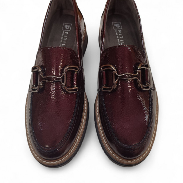 Mocasines Pitillos burdeos de charol para mujer - 3