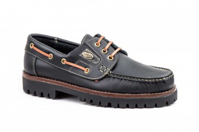 Náuticos negros de piel para hombre - 1