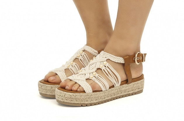 Sandalia tiras Mustang plataforma yute - 1
