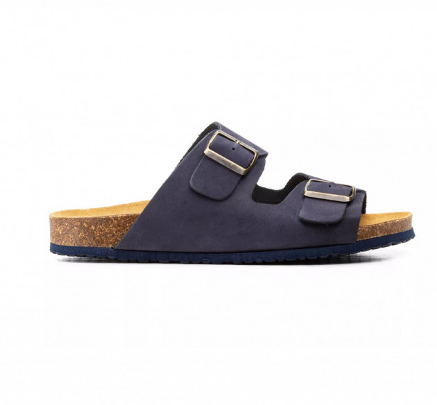 Sandalias 2 hebillas azul marino piel hombre - 3
