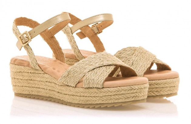 Sandalias cruzadas yute plataforma y cuña Mustang lita - 1