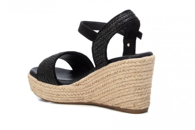 Sandalias cuña esparto Refresh rafia negro - 3