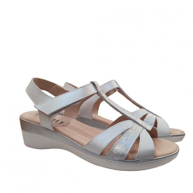 Sandalias cuña Puche piel blanco - 3