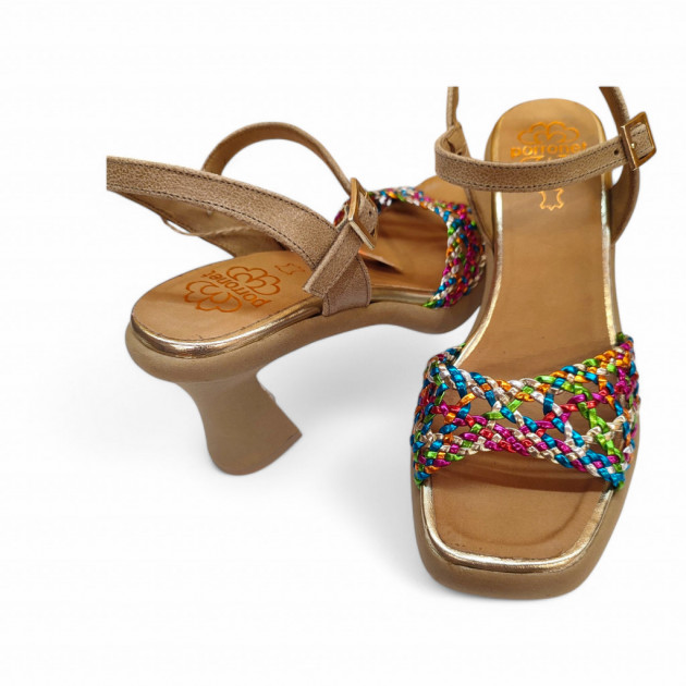 Sandalias de vestir con tacón multicolor Porronet piel - 3