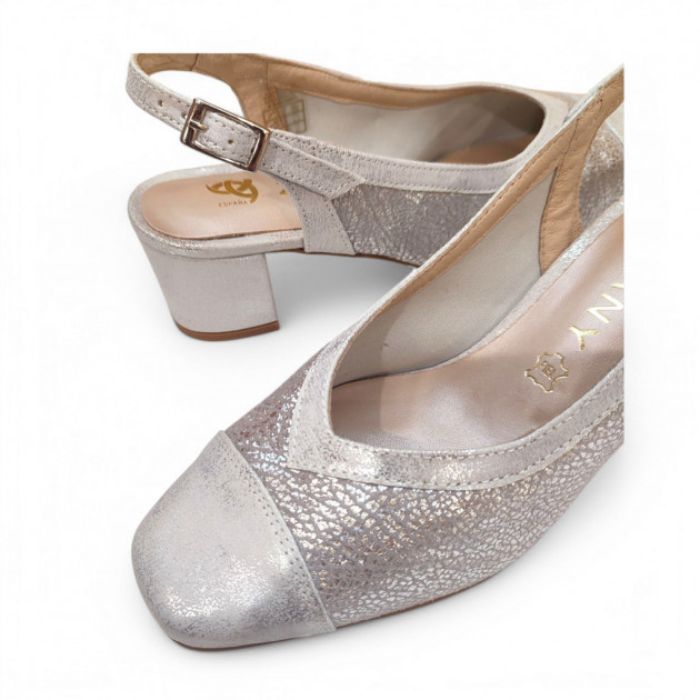 Sandalias Fiesta LICRA HORMA MUY ANCHA plata - 3