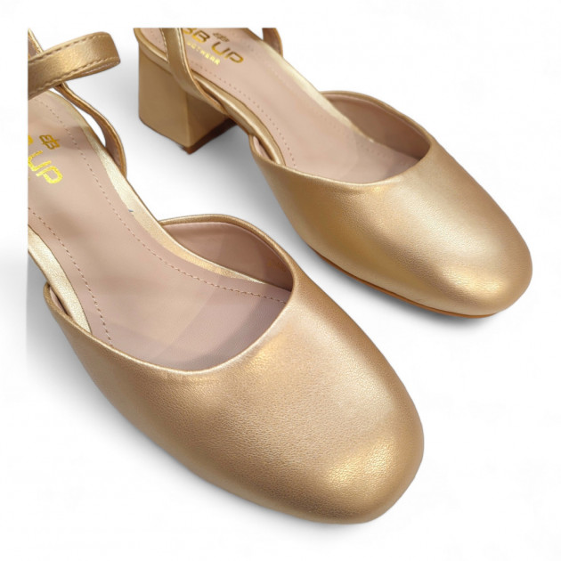 Sandalias fiesta punta cerrada económicos oro - 2