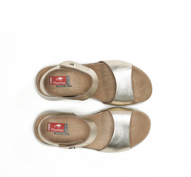 Sandalias Fluchos mujer Yagon platino oro - 3