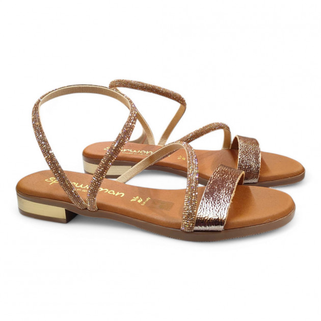 Sandalias planas elegantes bronce Sparwoman - 1
