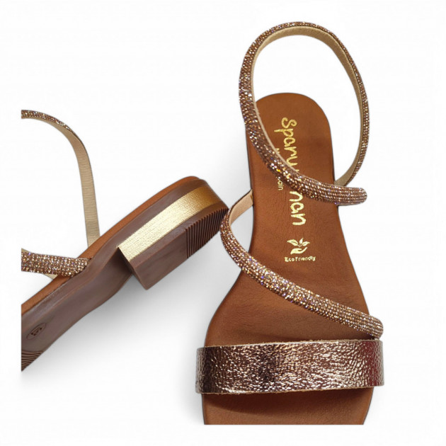 Sandalias planas elegantes bronce Sparwoman - 2